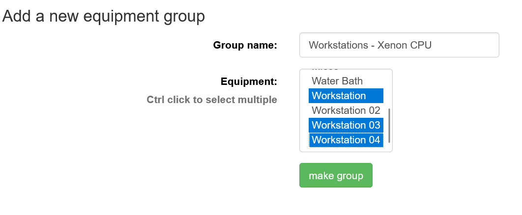 equipment group details